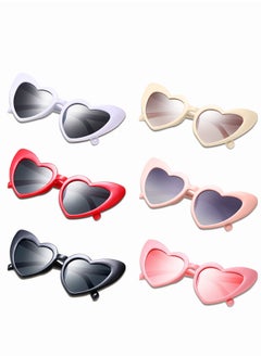 Buy 6 Pcs Heart Shaped Sunglasses Vintage Heart Glasses for Wedding Costume Party in Saudi Arabia