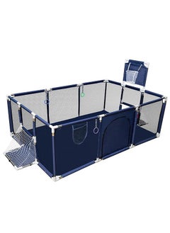 Buy Large Toddler Stainless Steel Pipe Foldable Safe Playpen For Twin - Blue in Saudi Arabia