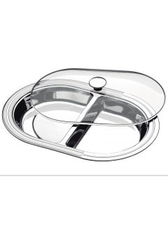 Buy 2-Division Platter With Glass Lid 45 x 31 cm in Egypt