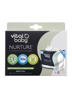Buy Vital Baby NURTURE Microwave Sterilising Bags  150 uses - 5pk- Reusable Sterilising Bags - Lightweight & Compact - Space Saving - No Chemicals - Sterilise Baby Bottles, Teats, Soothers & Accessories in UAE