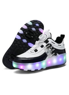 Buy Roller Skates Kids Roller Shoes Boys Girls Sneakers with Wheels Flashing Sport Sneaker Rechargeable Roller Skates Children's Gift Black in UAE