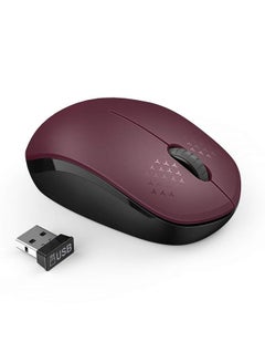 Buy Wireless Mouse 2.4G Noiseless Mouse With Usb Receiver Portable Computer Mice For Pc Tablet Laptop Red&Black in UAE