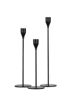 Buy Black Candle Holders Set of 3 for Taper Candles, Decorative Candlestick Holder for Wedding, Dinning, Party, Fits 3/4 inch Thick Candle&Led Candles (Metal Candle Stand) in UAE