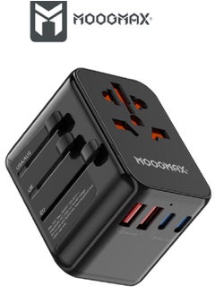 Buy Universal multi-port charger suitable for (US, UK,ER,AUS), equipped with five charging ports, two (USB-A) ports and three (Type-C) ports, and with power Up to 100 watts. In black in Saudi Arabia