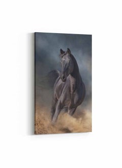 Buy Framed Canvas Wall Art Stretched Over Wooden Frame, Horse With Desert Dust Painting, For Home, Living Room, Office Decor in Saudi Arabia