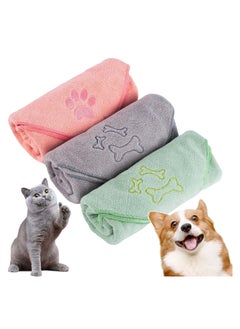 اشتري 3Pcs Microfiber Dog Towel Large Pet Bath Towels Bathing Supplies Beach Accessories Quick Fast Drying Super Absorbent Lightweight Cat and Puppy Shower Essentials for Muddy Paw في السعودية