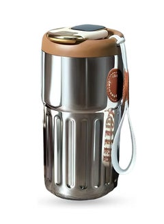 Buy 450ml Insulated Travel Coffee Mug with Temperature Display 316 Stainless Steel Vacuum Coffee Cup Leakproof Tumbler Thermal Mug Silver in Saudi Arabia