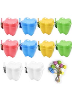 اشتري 10 Pieces Plastic Baby Tooth Keepsake Box Set, Multicolor Teeth Storage Case Holders Portable Container For Kids Boys Girls في السعودية