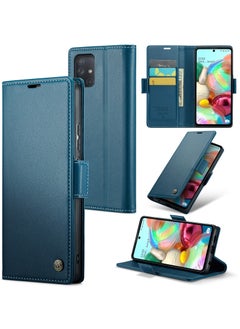 Buy CaseMe Flip Wallet Case For Samsung Galaxy A71 4G RFID Blocking PU Leather Wallet Flip Folio Case with Card Holder Kickstand Shockproof Phone Cover - Blue in Egypt