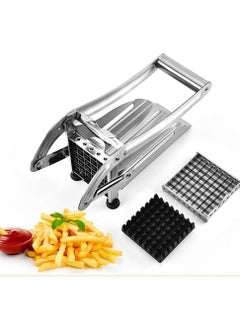 Buy Professional Stainless Steel French Fries Cutter, with 2 Interchangeable Blades, Stainless Steel Manual Vegetable Chopper, Kitchen Onion Slicer Tool Wide Fingers and Thin Fingers Replacement Available High Quality Material Made of high quality stainless steel material, durable and easy to clean; Professional potato cutter, fast, convenient, uniform; All parts are removable and interchangeable, great for home or restaurant. in Egypt