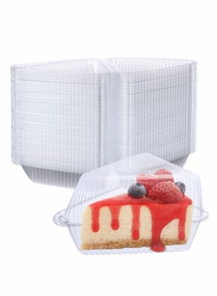 Buy Transparent Cake Slice Containers Plastic Containers with Lids 5“ Clear Medium Hinged Lid Cheesecake Container Disposable to Go Box for Restaurants Delivery Takeout 100 Pcs in UAE