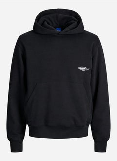 Buy Minimal Print Regular Hoodie with Front Pocket in Saudi Arabia