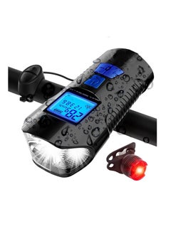 Buy Bicycle Light Set With Horn And Speedometer USB Rechargeable LED Bike Headlight 15 x 10 8 cm in Saudi Arabia