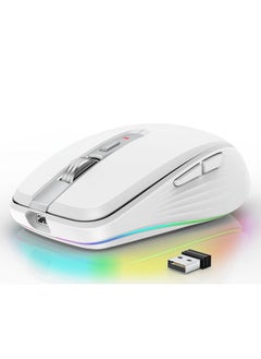 Buy HXSJ M303 2400DPI Dual Mode 2.4GHz + Bluetooth 5.1 Wireless Mouse(White) in Saudi Arabia