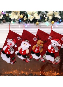 Buy 4pcs Christmas Stocking,classic large stockings Santa, Snowman, Reindeer,Bear,Christmas Hanging Socks Family Holiday Christmas Party Decorations Christmas Tree Decorations in UAE