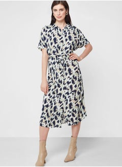 Buy Printed Belted Shirt Dress in UAE