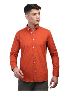 اشتري Coup Regular Fit Printed Shirt For Men Color Orange في مصر