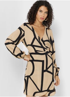 Buy Surplice Neck Printed Dress in UAE