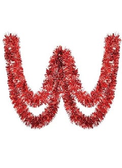 اشتري SECALIFE 10 Meters Red Christmas Tinsel Garland Metallic Tinsel Chunky Glittering Tinsel for Christmas Tree Decorations في مصر