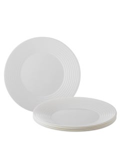 Buy Set of 6 plain white Arcopal glass plates, size 27 cm in Saudi Arabia