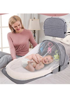 Buy Portable Foldable Baby Carry Cot Crib Bed With Soft Mattress and Mosquito Net in UAE