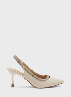 اشتري Diamante Trim Slingback Kitten Pointed Pump في السعودية