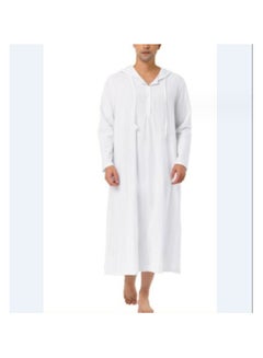 Buy Simple Long Men's Hooded Shirt Robe Man in Saudi Arabia