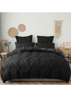 Buy COMFY 6 PC KING SIZE COTTON GEOMETRIC DESIGN BLACK LUXURIOUS COMFORTER SET in UAE