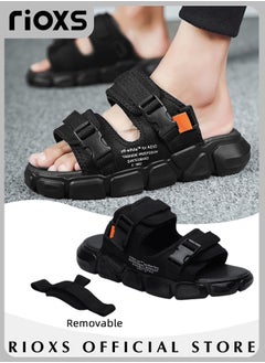 Buy Men's Casual Open Toe Water Sandal Breathable Non Slip Beach Sandals Sneakers Pool Slide Adjustable Flat Shoes With Back Strap in Saudi Arabia