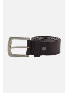 Buy Men Solid Leather Buckle Closure Belt, Dark Brown in UAE