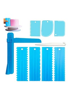 اشتري Cake Scraper, Set of 9 Packs Cake Scraper Cake Decorating Comb Icing Smoother for Cake Decorating Plastic Baking Scraper Decorating Cake Edge Kitchen Baking Mold DIY Tool (Blue) في الامارات