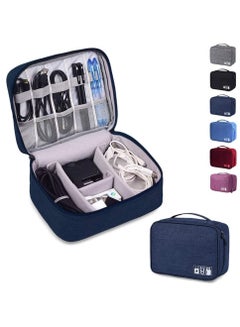 Buy Electronics Organizer Waterproof Carrying Bag - Travel Gadgets Universal Accessories Storage Case for Charger, Cables, Earphone, Ipad Mini, SD Card, Power Bank - Navy Blue in UAE