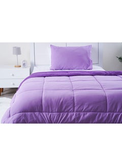 Buy Room Essential 2-Piece Reversible Comforter Set 135X220Cm Purple in UAE