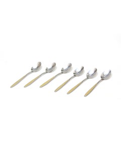 اشتري Set of 6 Stainless Steel Coffee Spoon – 14cm Golden Design, Elegant and Durable في الامارات