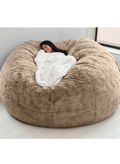 Buy Bean Bag Chairs, Giant Bean Bag Chair for Adults, 6ft Big Bean Bag Cover Comfy Bean Bag Bed (No Filler, Cover only) Fluffy Lazy Sofa (Brown 6ft(150*75cm)) in UAE