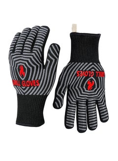 Buy BBQ Gloves, 1472℉ Heat Resistant Gloves, Extreme Heat Resistant, Silicone Non-Slip Oven Mitts, Oven Gloves Kitchen Gloves for Grilling, Cooking, Baking (One Size, Black) in Saudi Arabia