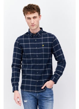 Buy Men Regular Fit Checked Long Sleeves Casual Shirt, Blue Combo in UAE