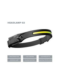 Buy LED Head USB Headlamp Rechargeable 5 Modes Waterproof 600 Lumens COB LED Headlight Motion Sensor Headtorch with IPX4 Hands-Free Flashlight for Kids Adults, Running, Camping Hiking in UAE