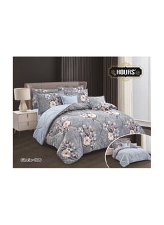 اشتري Horse double-sided floral print comforter set with soft and durable fabric, 8 pieces, king size في السعودية