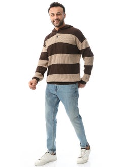 Buy Wide Striped Knitted Pullover _ Beige & Brown in Egypt