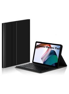 Buy Keyboard Case for Xiaomi Redmi Pad 10.61 inch, Slim Lightweight Folio PU Leather Stand Case with Magnetically Detachable Wireless Keyboard for Redmi Pad 10.61 Inch 2022 Release Tablet, Black in UAE