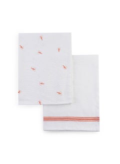 Buy Soraya 2-Piece Printed Kitchen Towel Set 50X70Cm - White in UAE