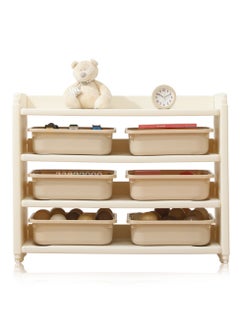 Buy Little Story - Kids Toys Storage with 6 Storage Box - Beige White in UAE