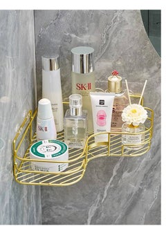 Buy Bathroom shelves to organize cosmetics dual metal storage shelves (color: gold) in Egypt