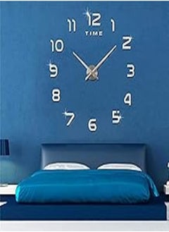 اشتري acrylic wall clock super large 3d wall sticker pure digital silver في مصر