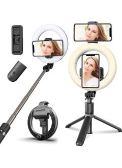 Buy Selfie Ring Light Tripod Bluetooth Selfie Stick,Cell Phone Holder LED Selfie Light Stand for Live Stream Photography in UAE