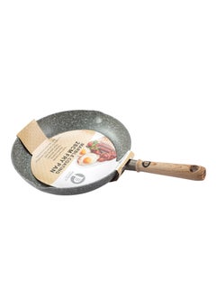 Buy Aluminum frypan 28 cm with wood hand  black color in Saudi Arabia