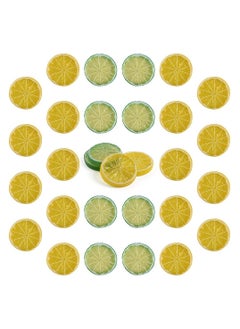 Buy Highly realistic home party decorative model of artificial lemon slice fruit (20 yellow +10 green) in Saudi Arabia