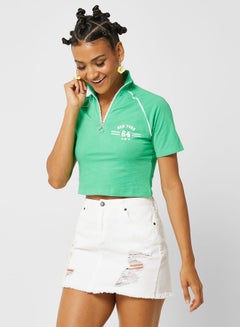 Buy Half Zip Cropped Tshirt in UAE