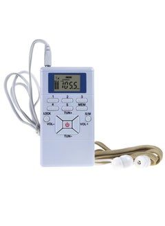 Buy FM Stereo Radio Receiver LCD Display With Headphone V392 White/Blue in Saudi Arabia